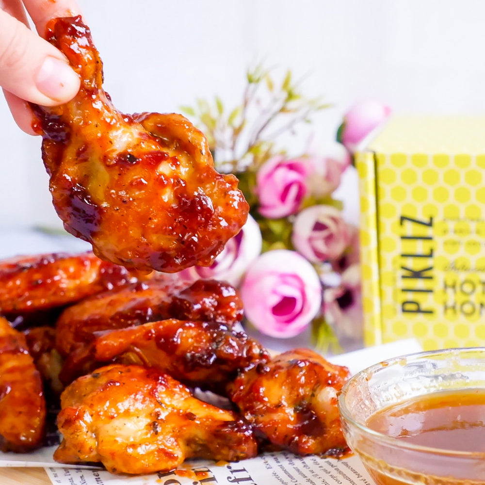 Sticky Chicken Wings with Alexandra’s Hot Honey Pikliz