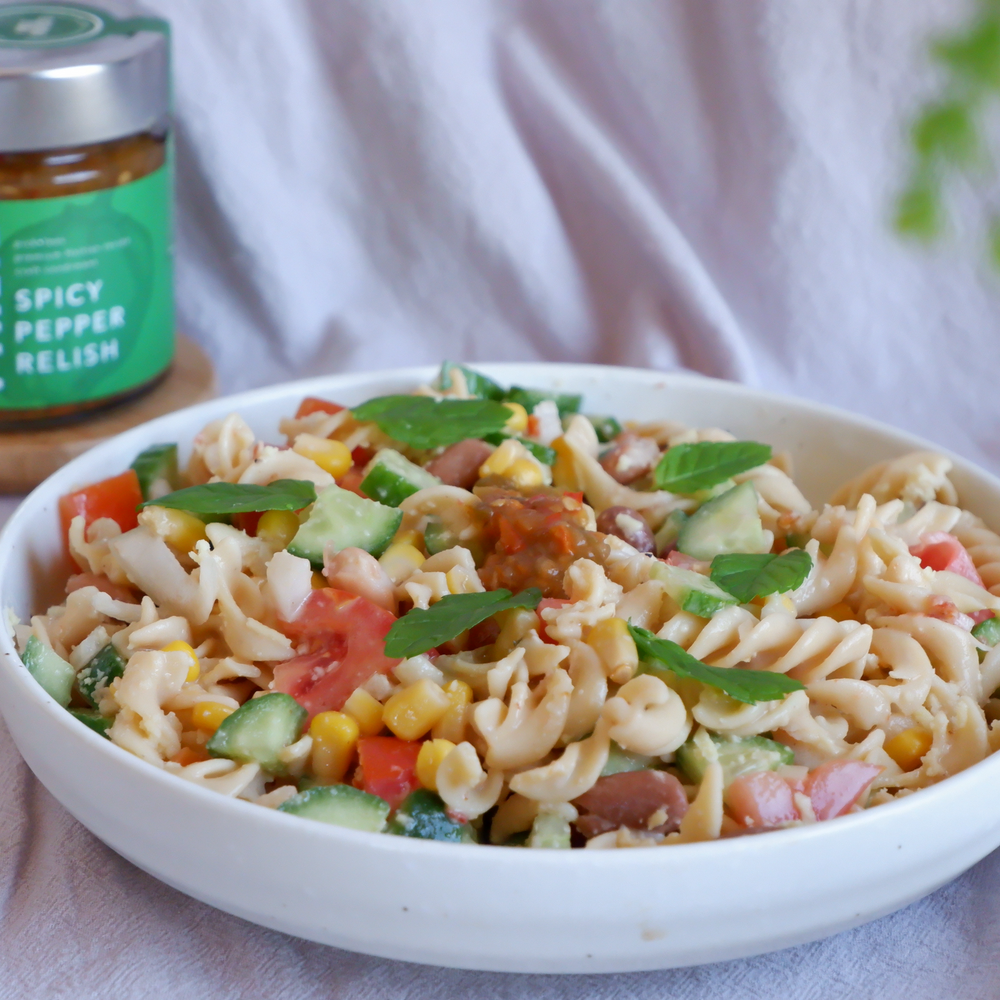 Summer Vegetarian Pasta Salad with Alexandra’s Pikliz