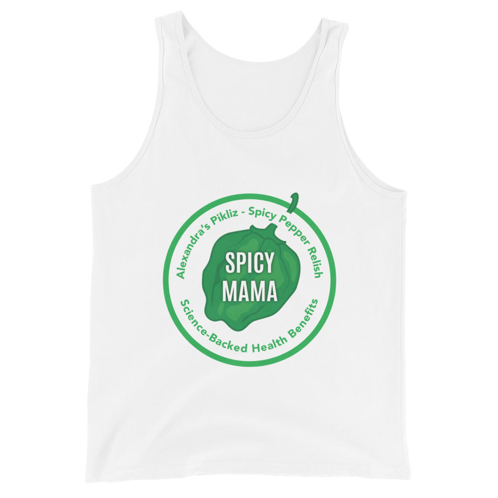 Flaunt your love for spice with Alexandra's Pikliz Spicy Mama white tank top